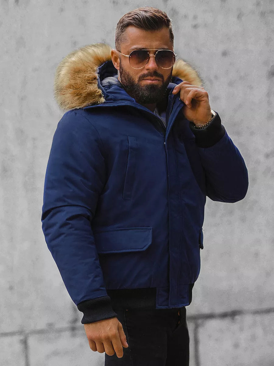 Bomber style winter dark blue men's jacket Lemor