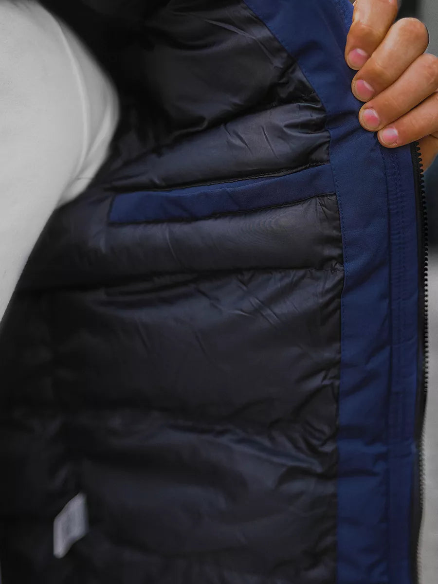 Bomber style winter dark blue men's jacket Lemor