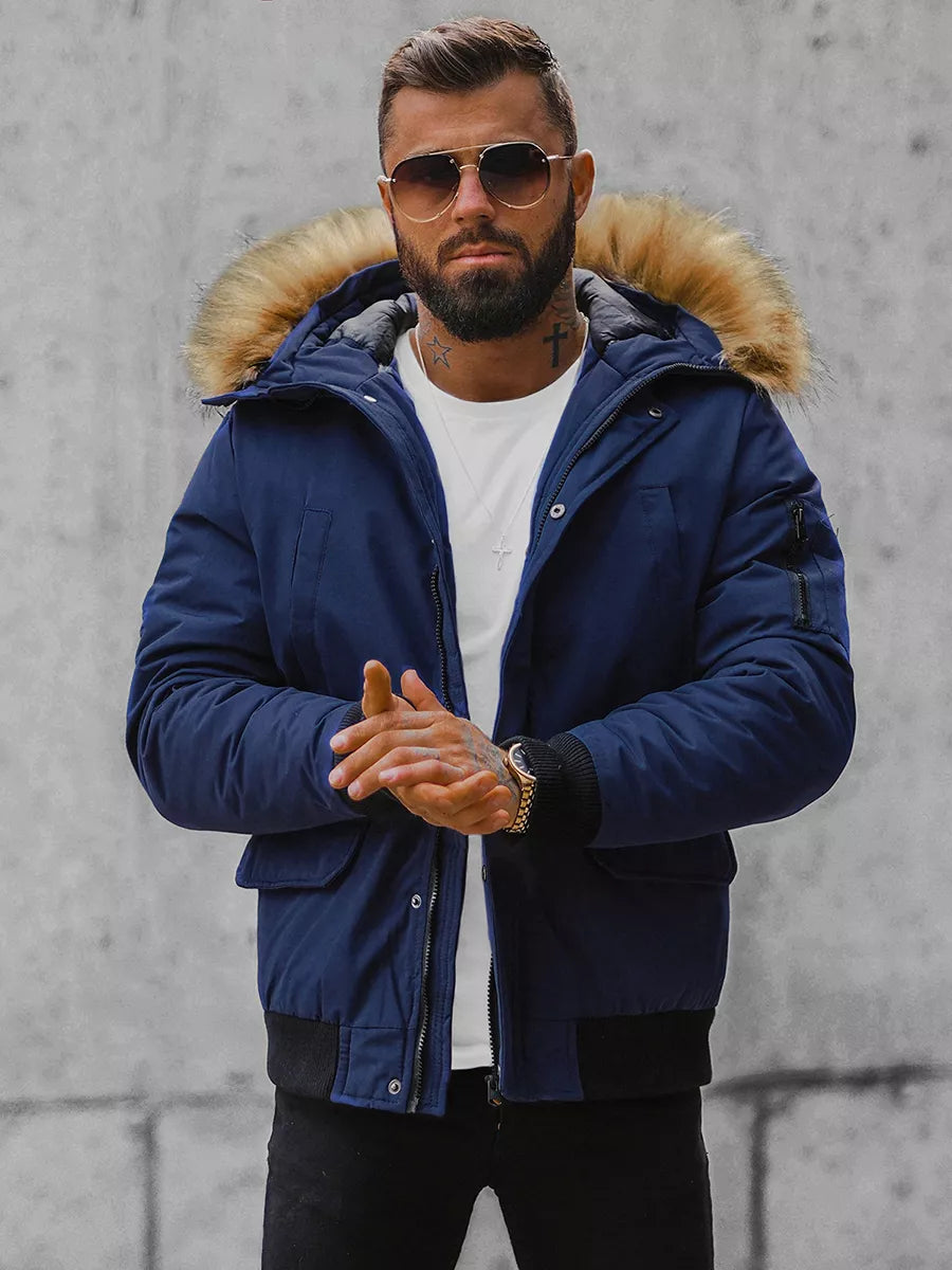 Bomber style winter dark blue men's jacket Lemor
