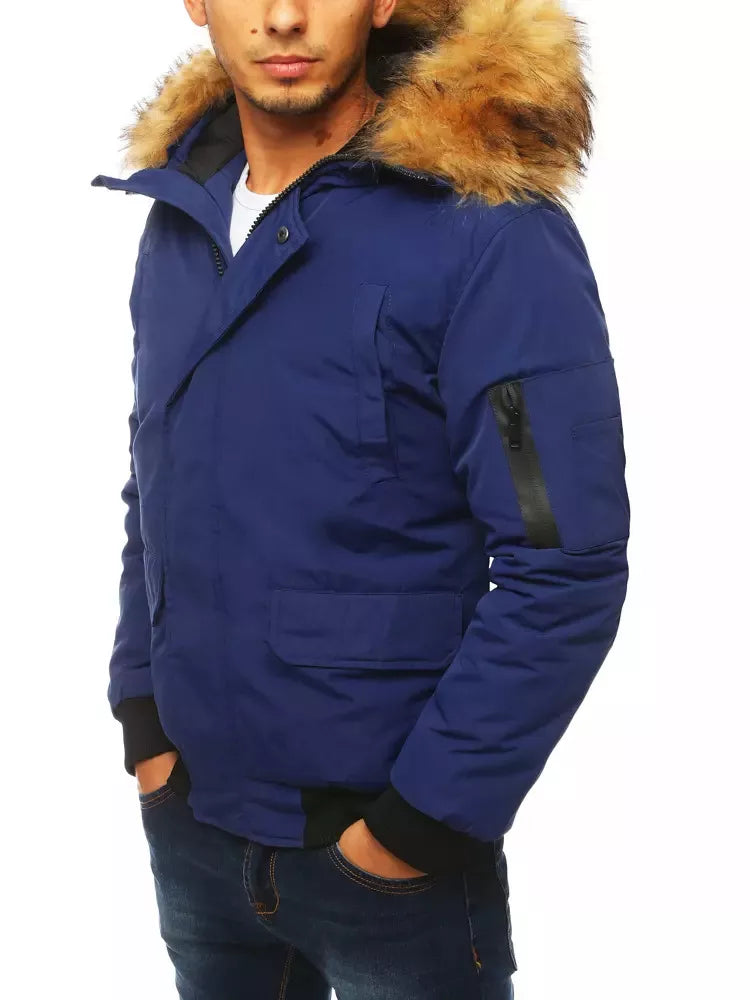 Bomber style winter dark blue men's jacket Lemor