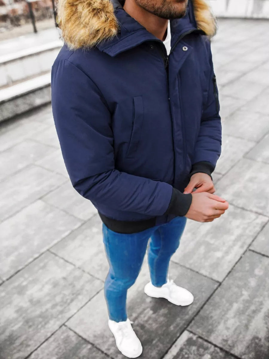 Bomber style winter dark blue men's jacket Lemor