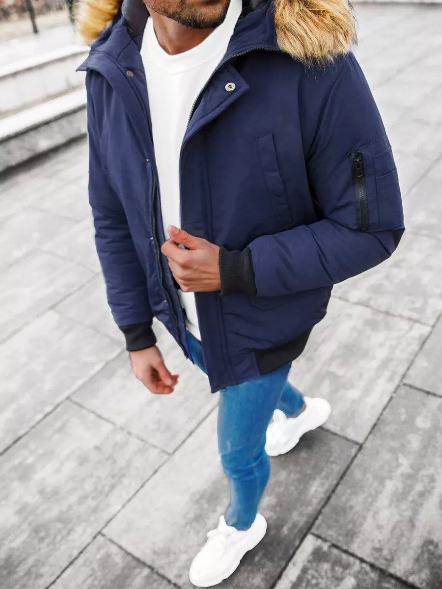 Bomber style winter dark blue men's jacket Lemor