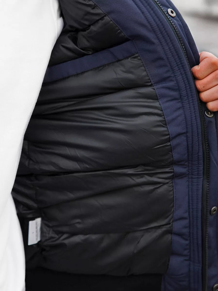 Bomber style winter dark blue men's jacket Lemor