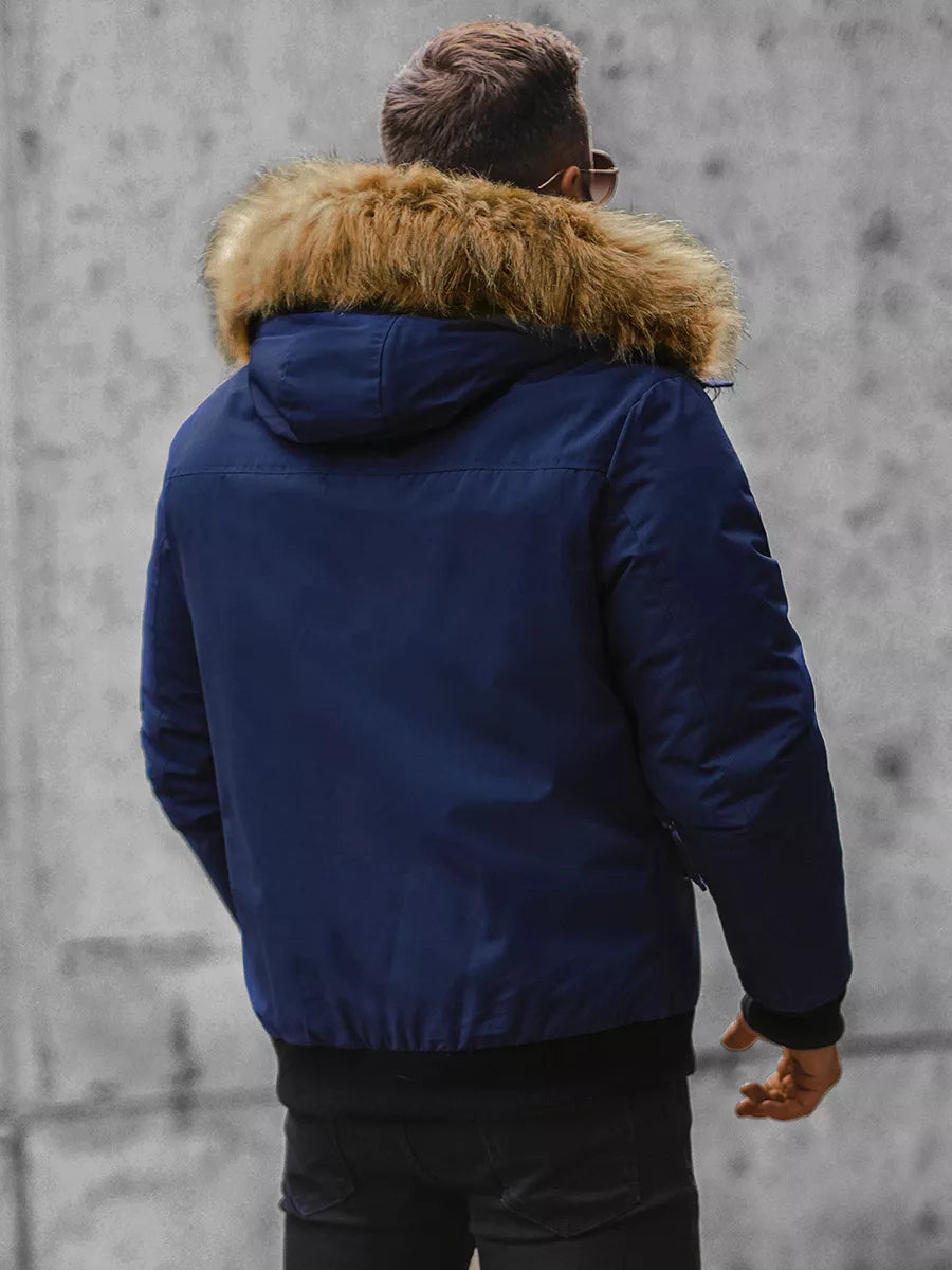 Bomber style winter dark blue men's jacket Lemor