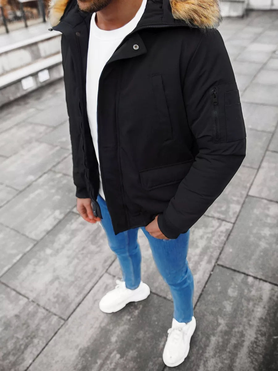 Bomber style winter black men's jacket Lemor