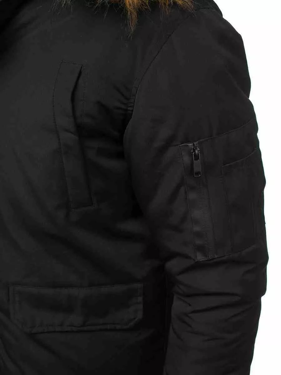 Bomber style winter black men's jacket Lemor
