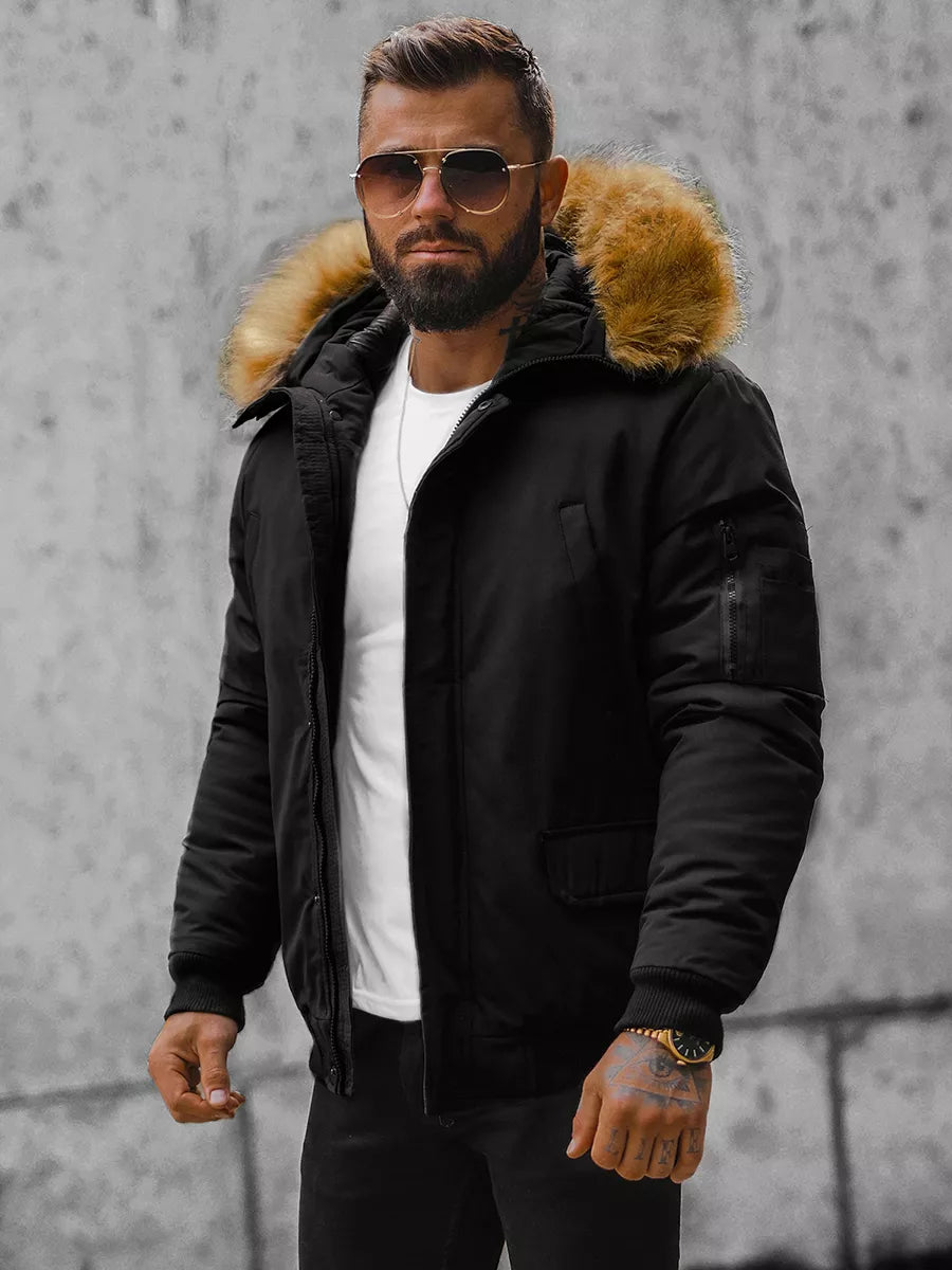 Bomber style winter black men's jacket Lemor
