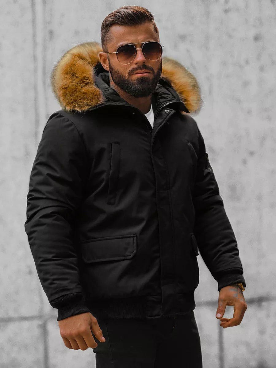 Bomber style winter black men's jacket Lemor