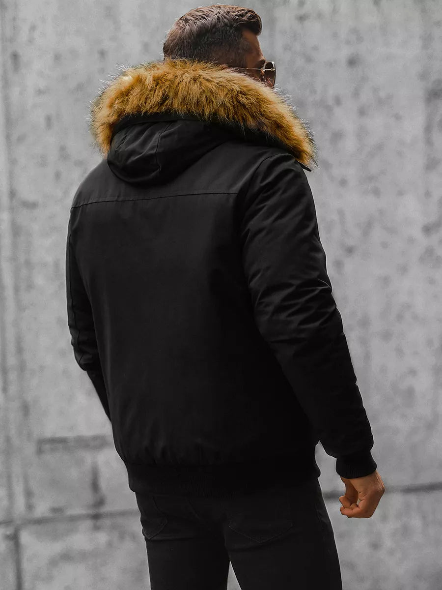 Bomber style winter black men's jacket Lemor