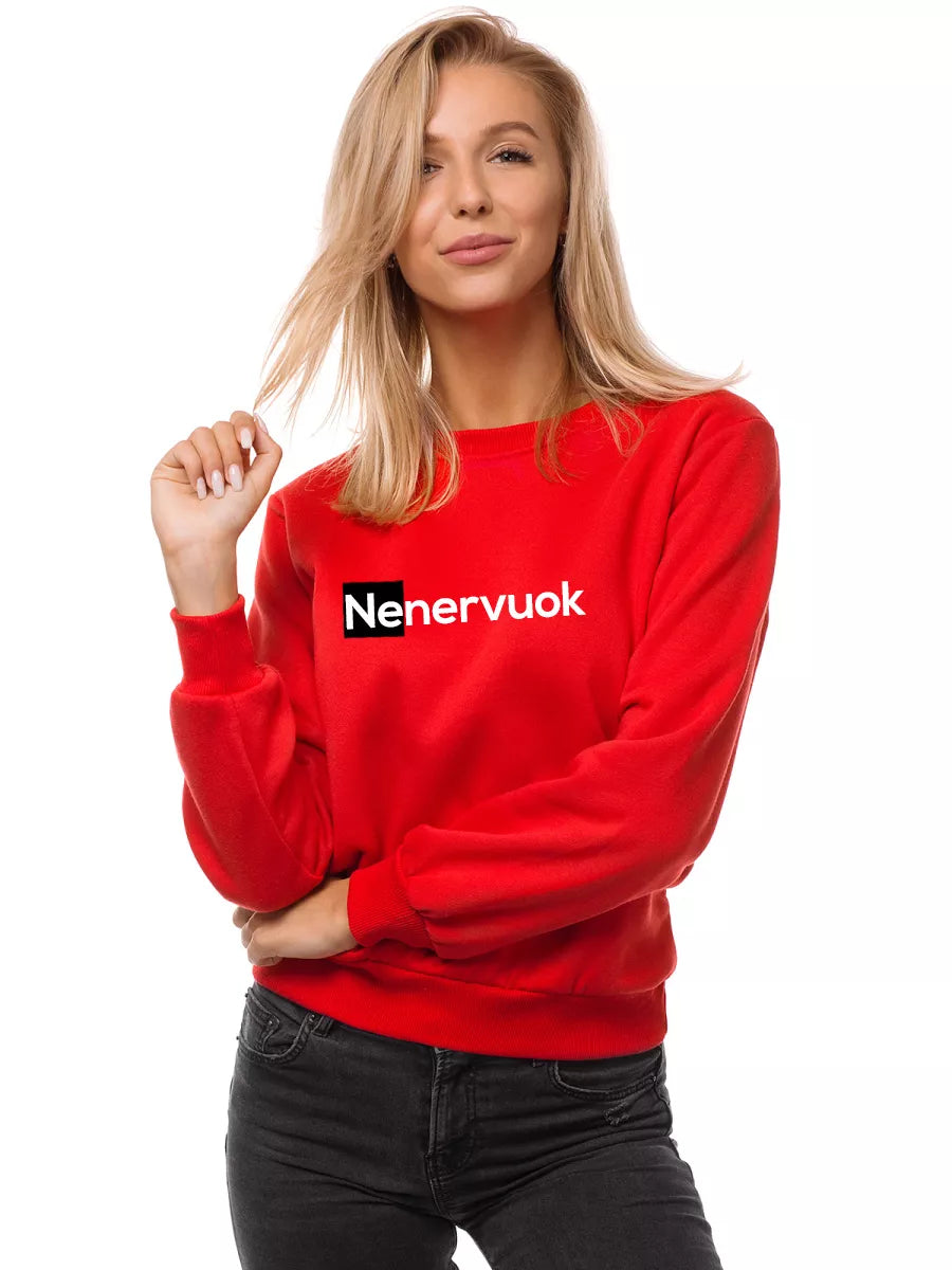 Women's red sweater Don't be nervous