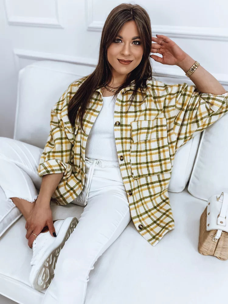 Women's green checked long-sleeved shirt Gina