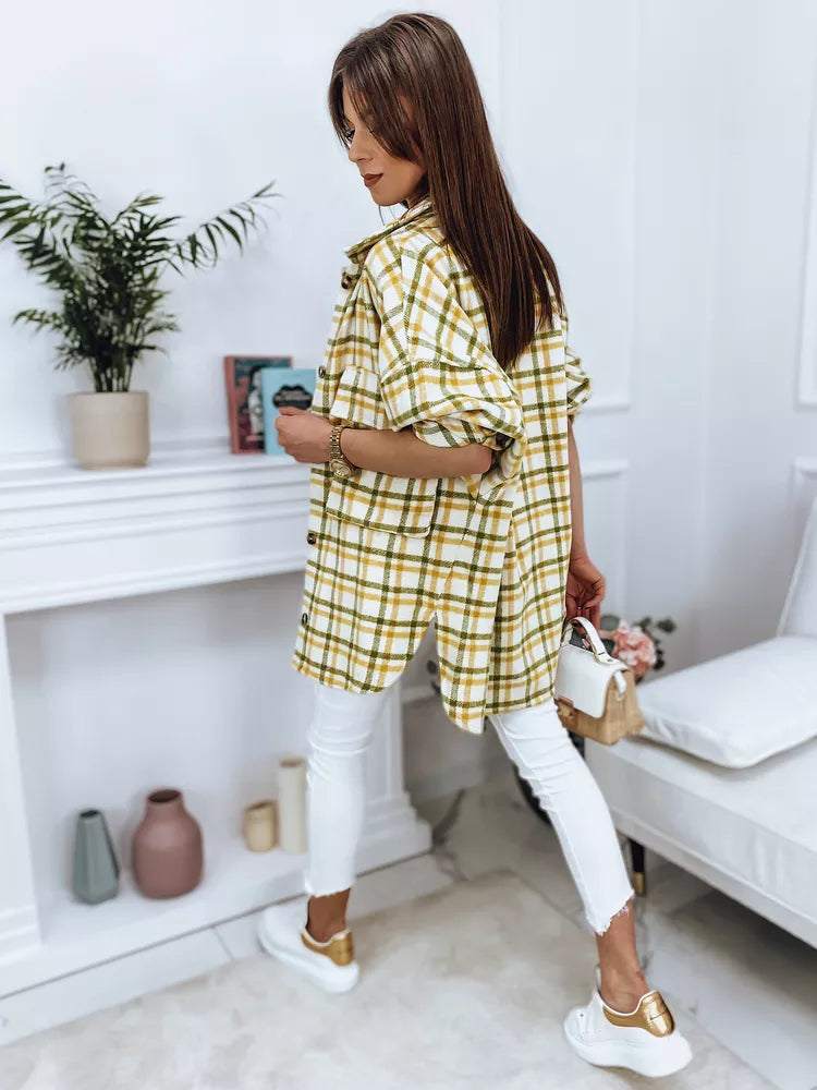 Women's green checked long-sleeved shirt Gina