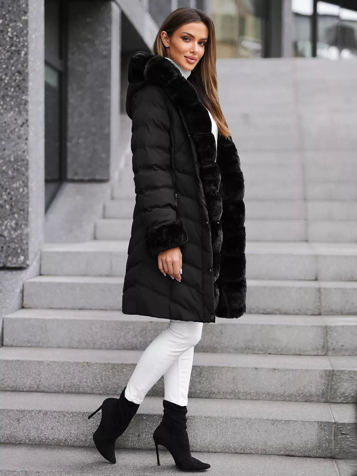 Black jacket with fur Dorter