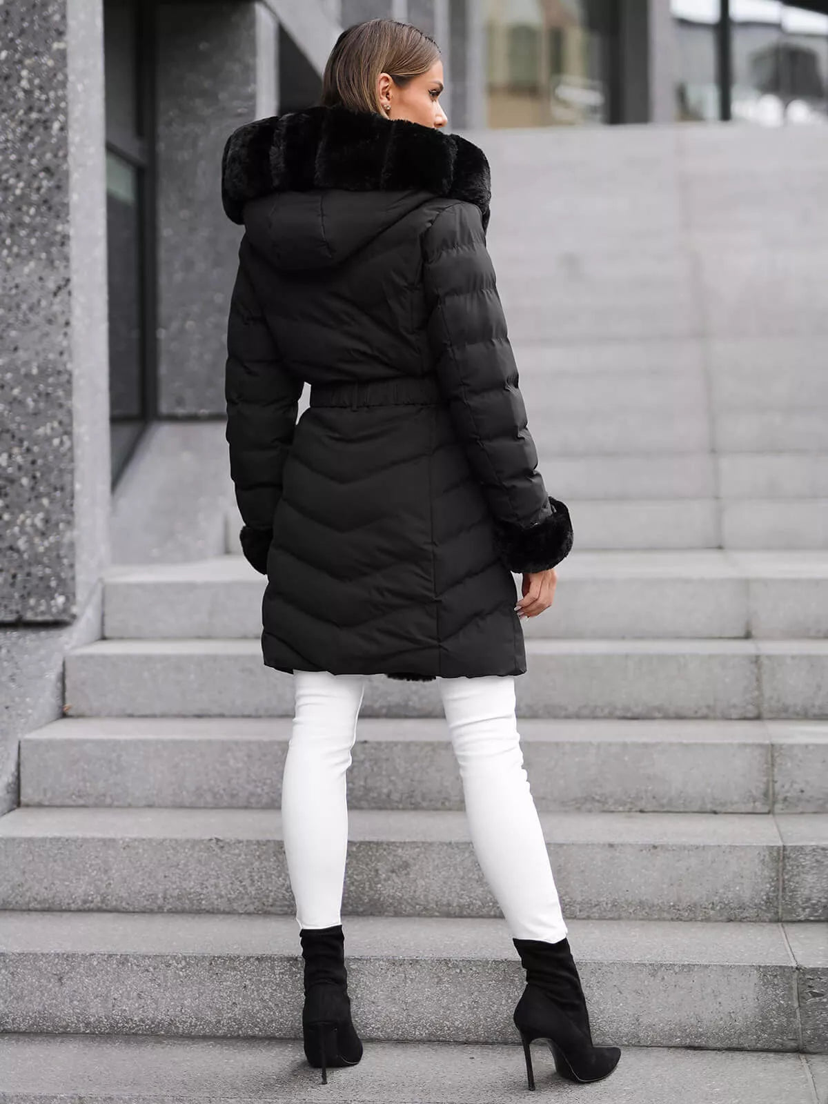 Black jacket with fur Dorter