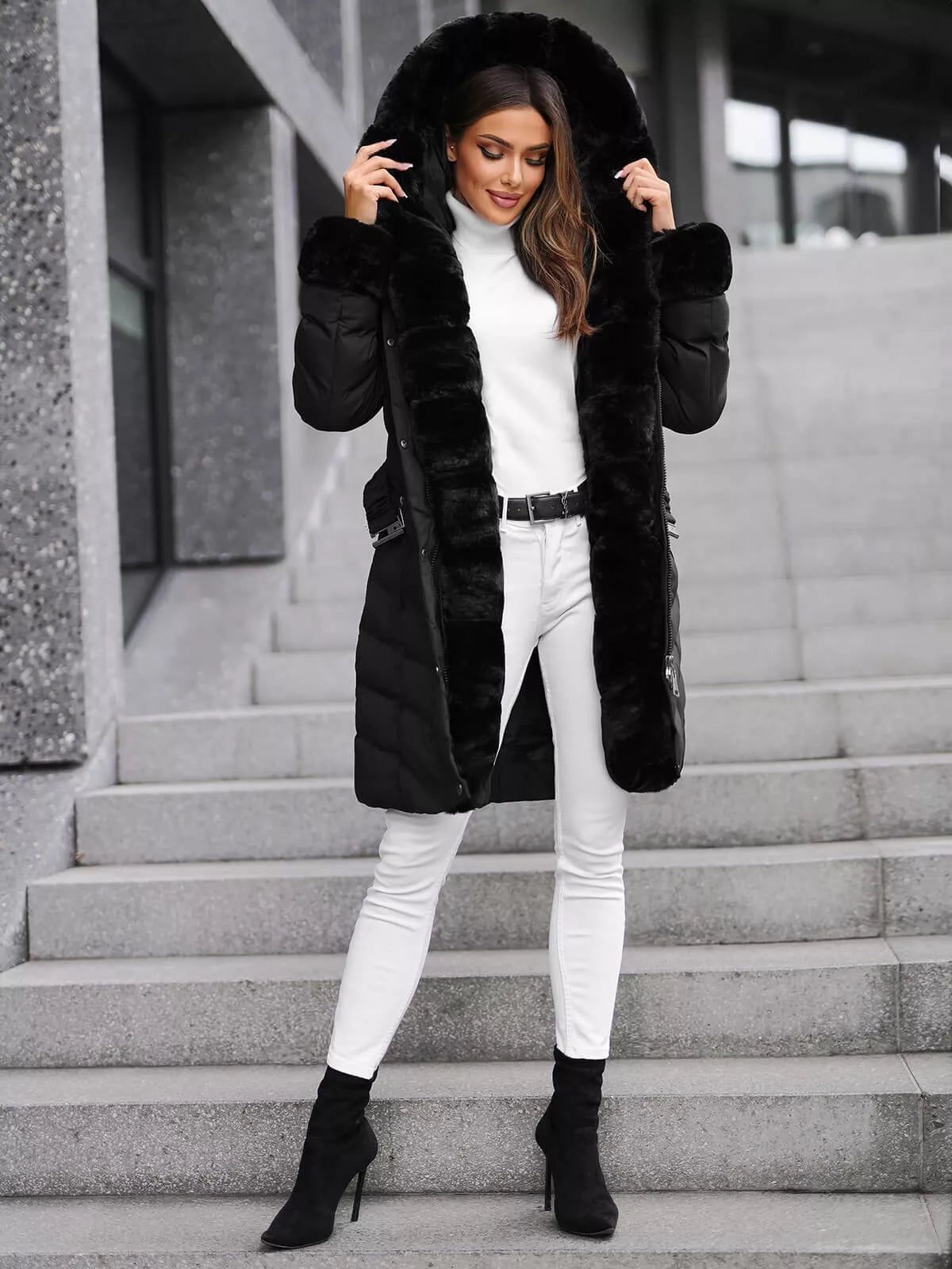 Black jacket with fur Dorter