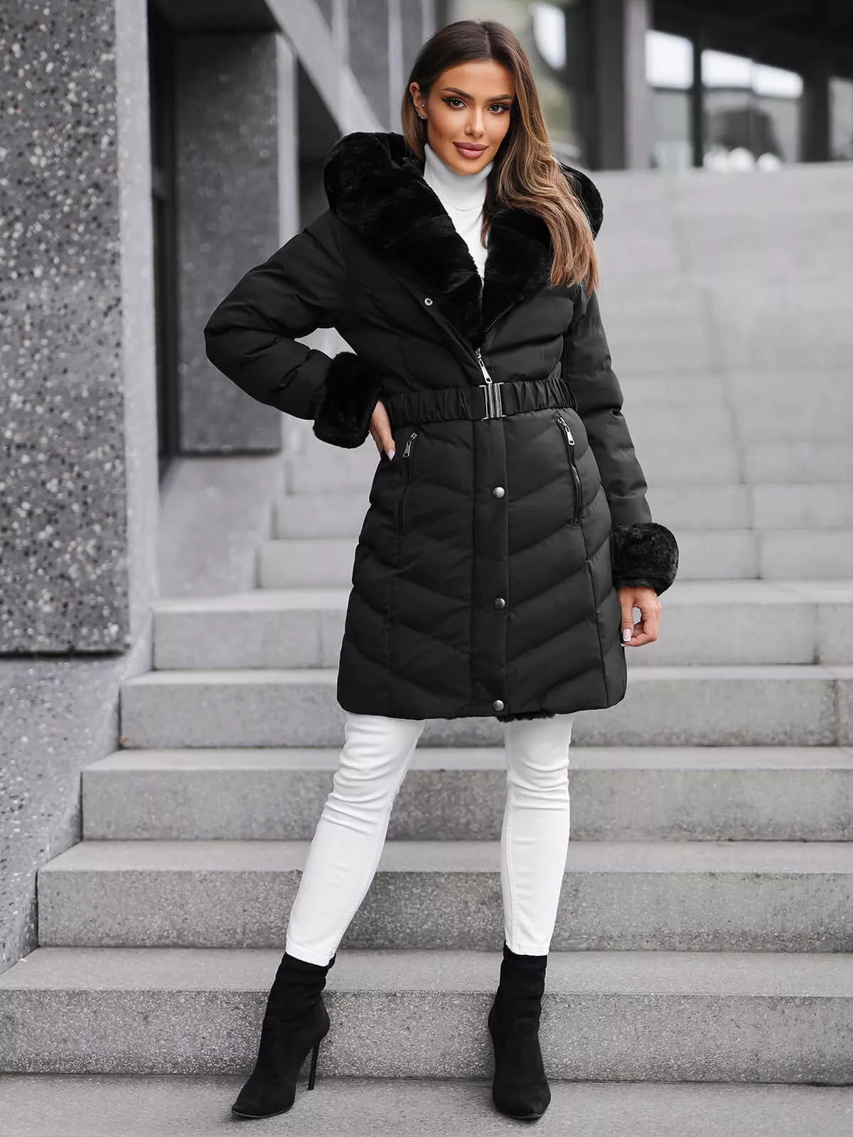 Black jacket with fur Dorter