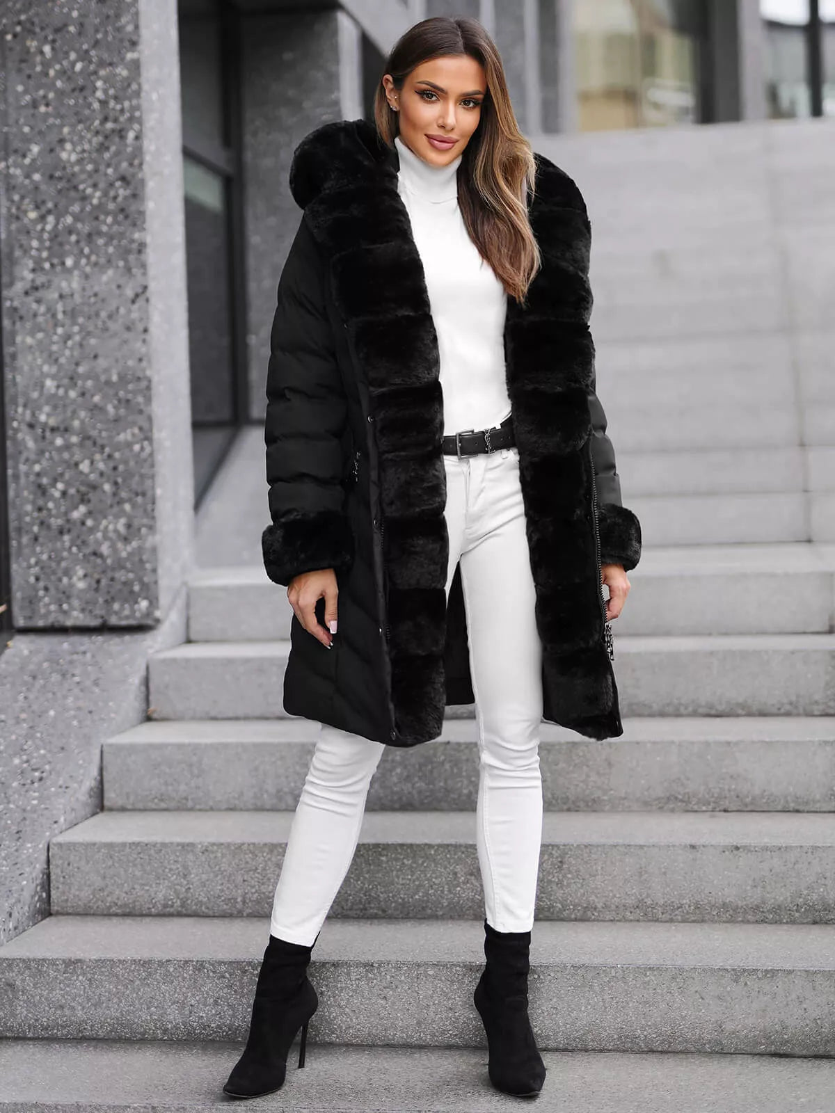 Black jacket with fur Dorter