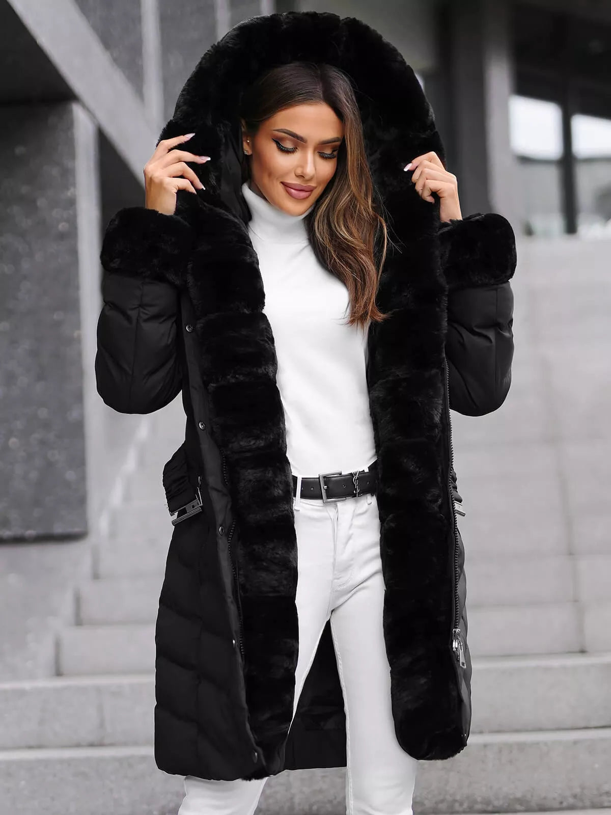Black jacket with fur Dorter