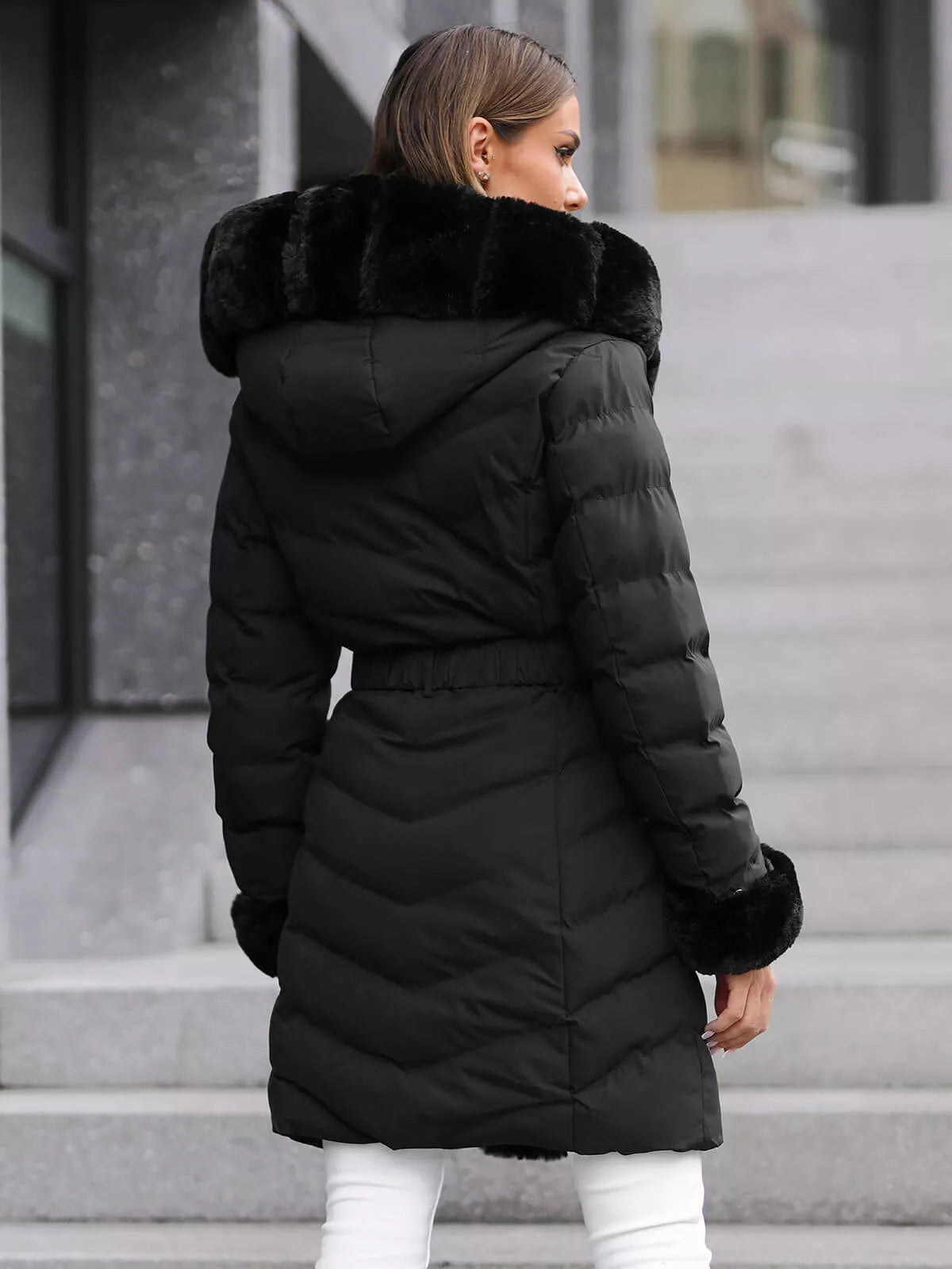 Black jacket with fur Dorter