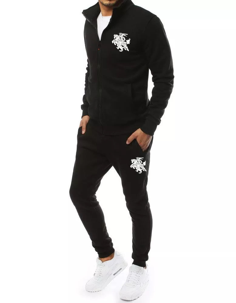 Men's black tracksuit without a hood.