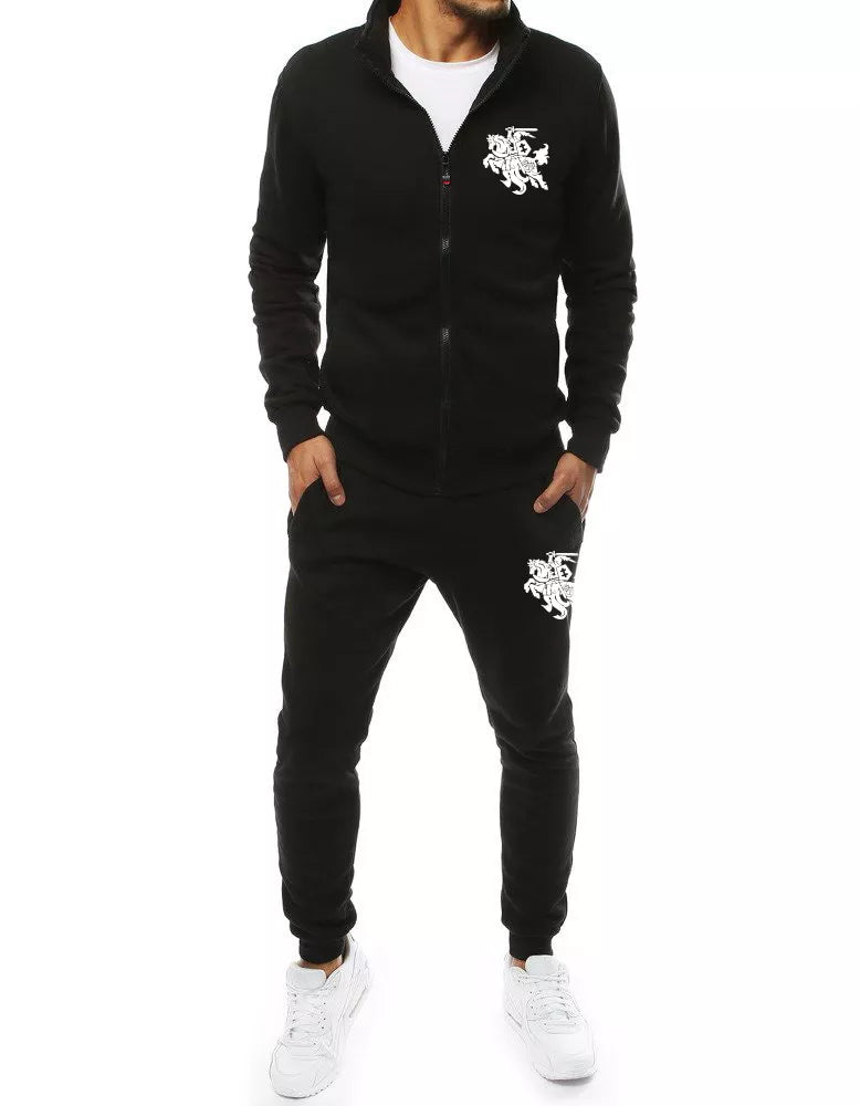 Men's black tracksuit without a hood.