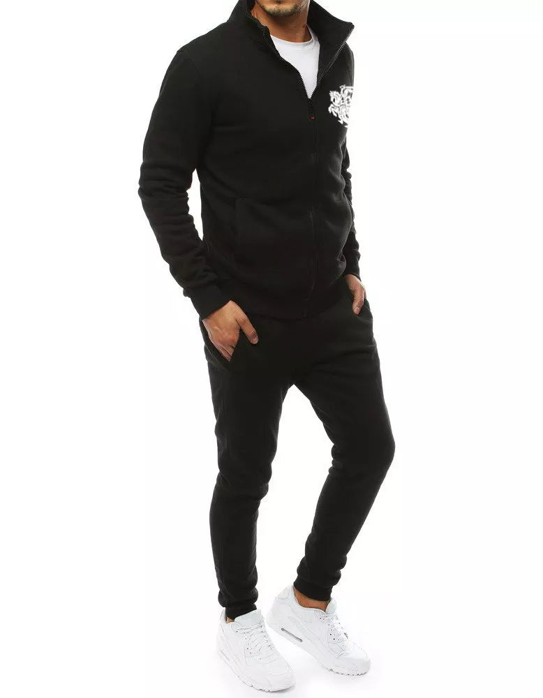 Men's black tracksuit without a hood.