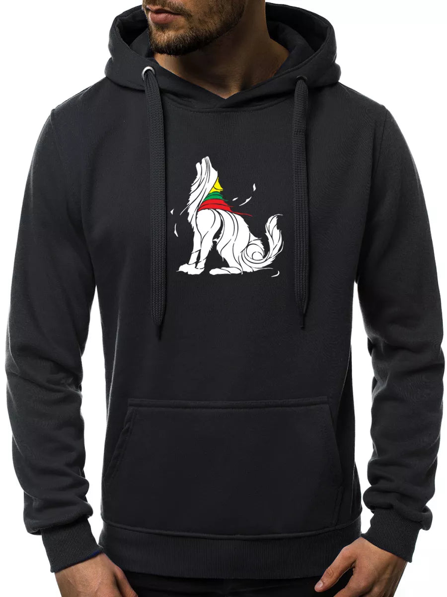 Black men's hoodie Wolf