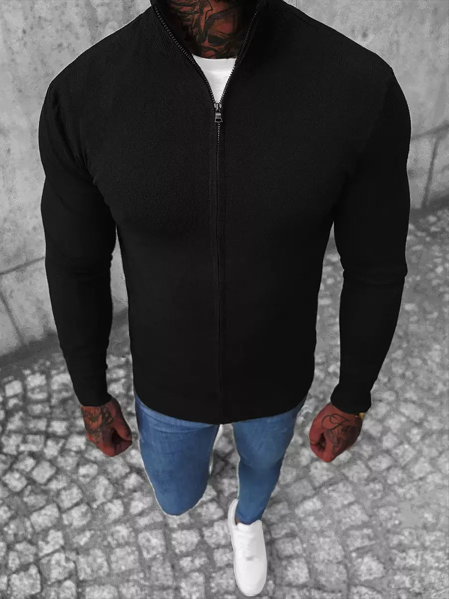 Men's black sweater with zipper Karim