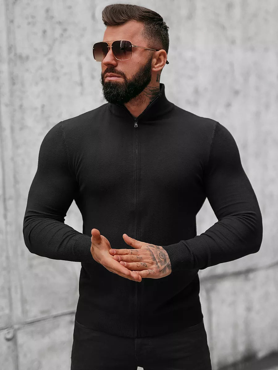 Men's black sweater with zipper Karim