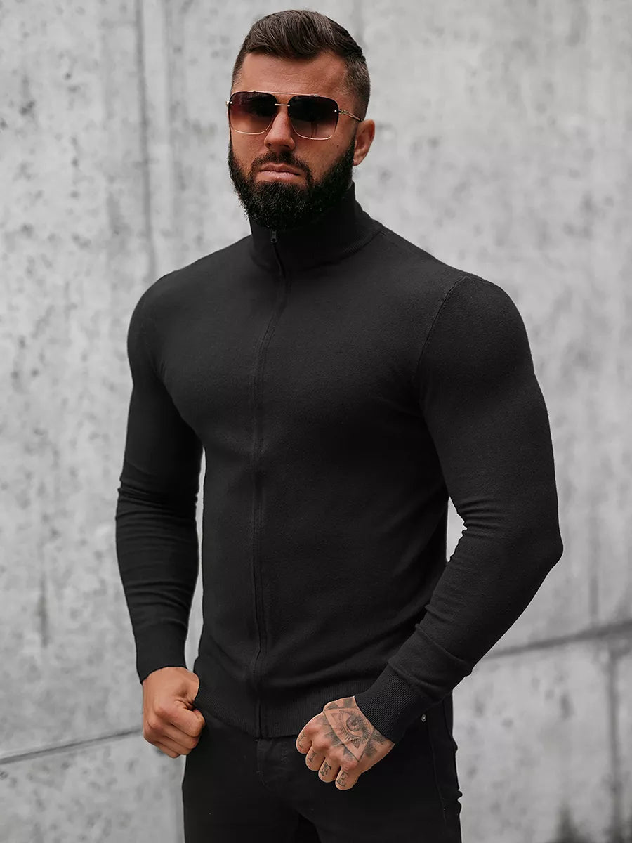 Men's black sweater with zipper Karim