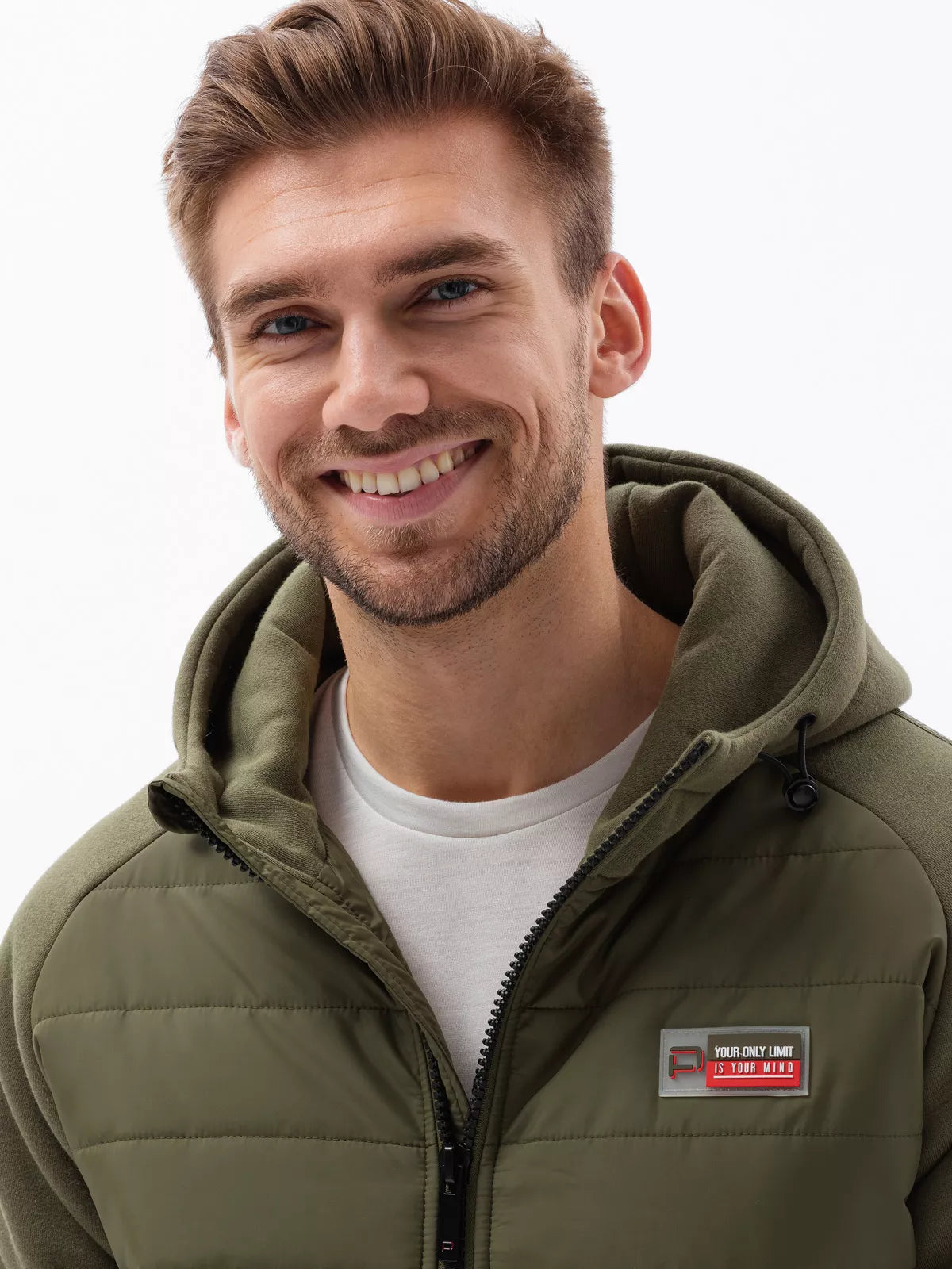 Khaki jacket with hood for men Okar