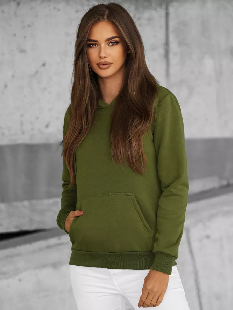 Khaki women's sweatshirt with a hood Molin
