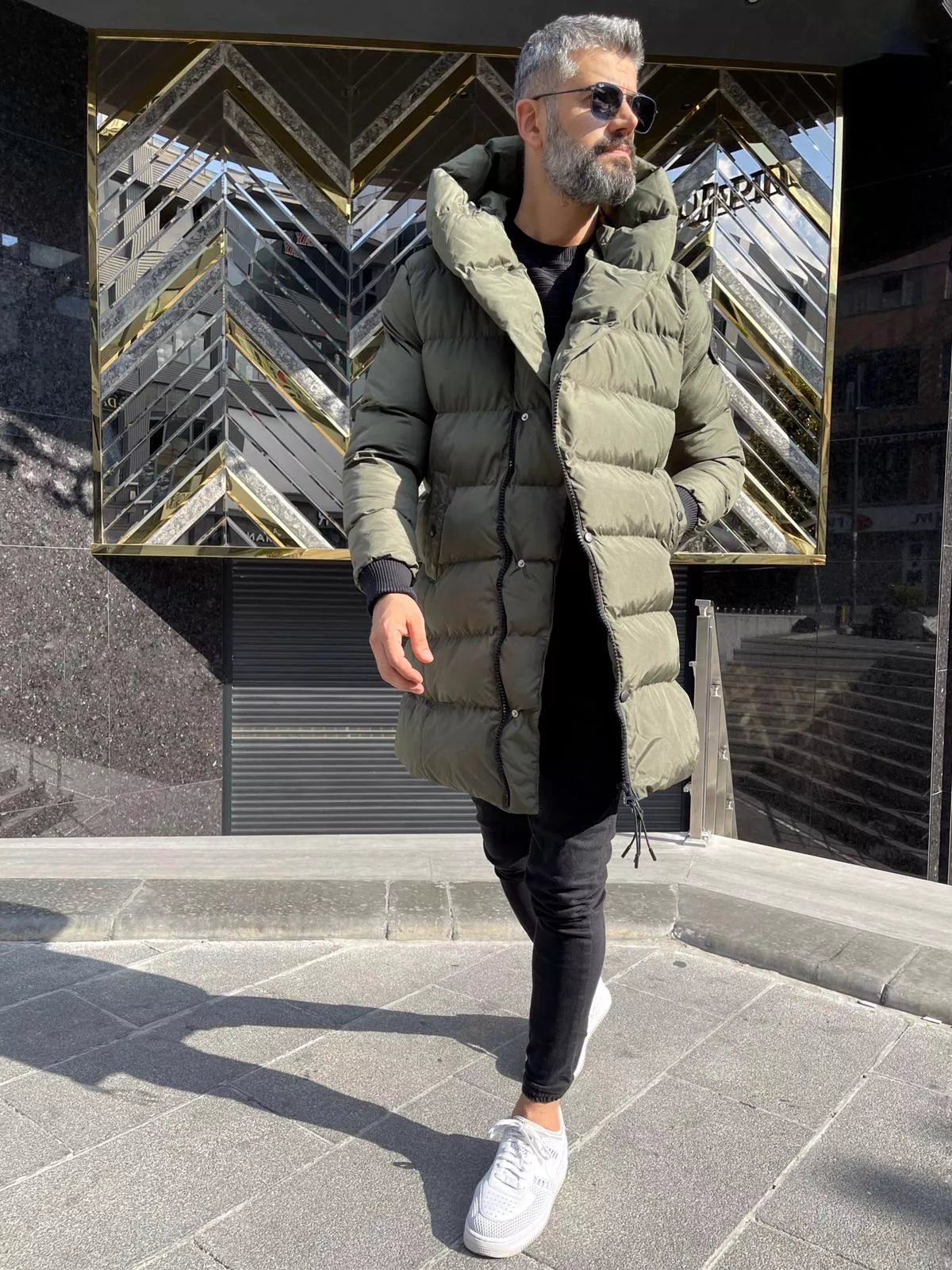 Khaki men's jacket without hood Guno