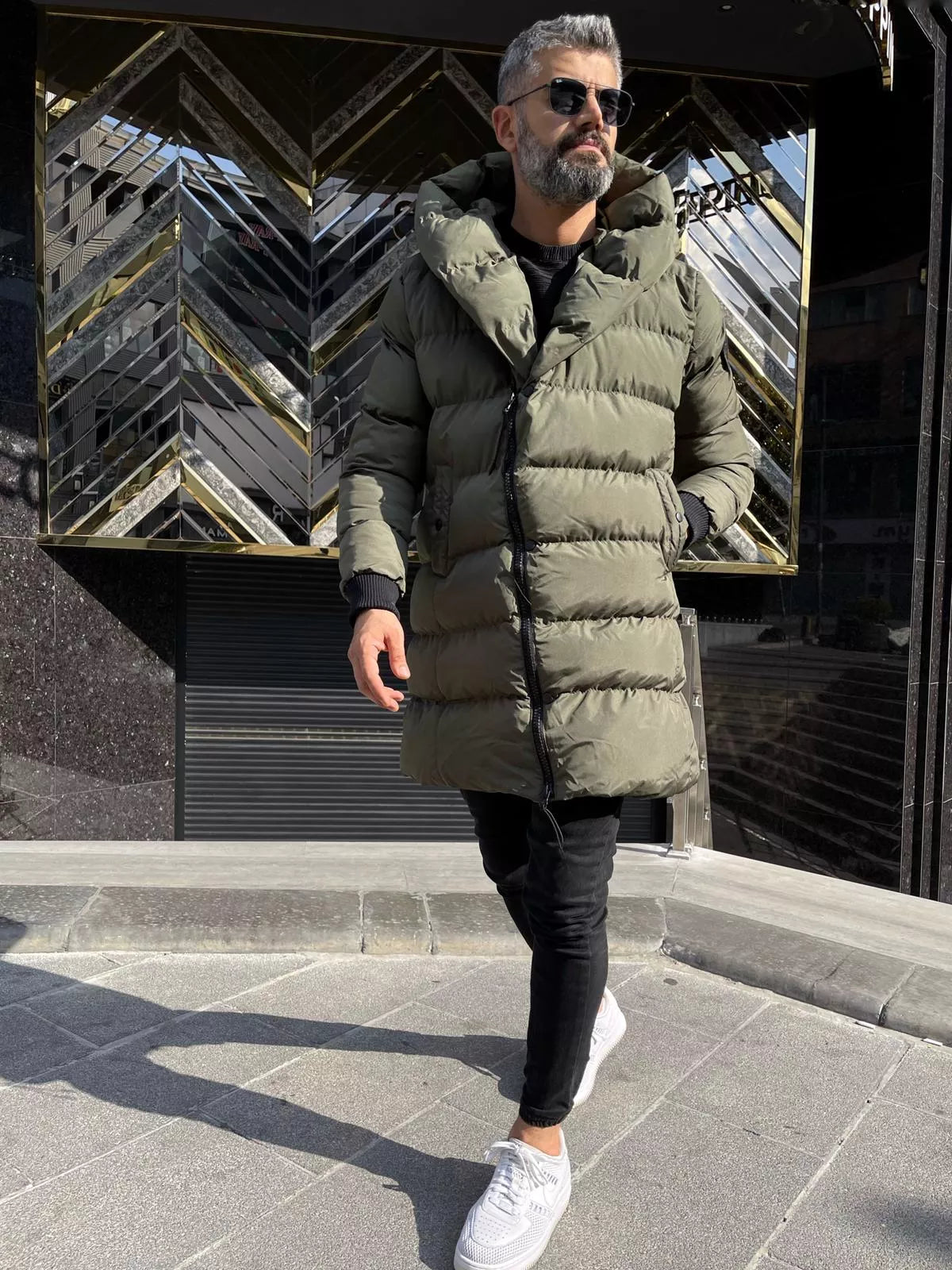 Khaki men's jacket without hood Guno