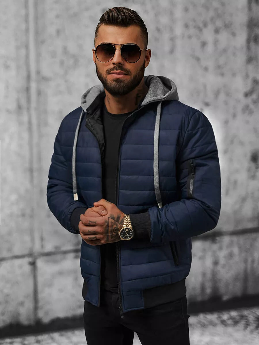 Dark blue men's jacket with hood Kidol