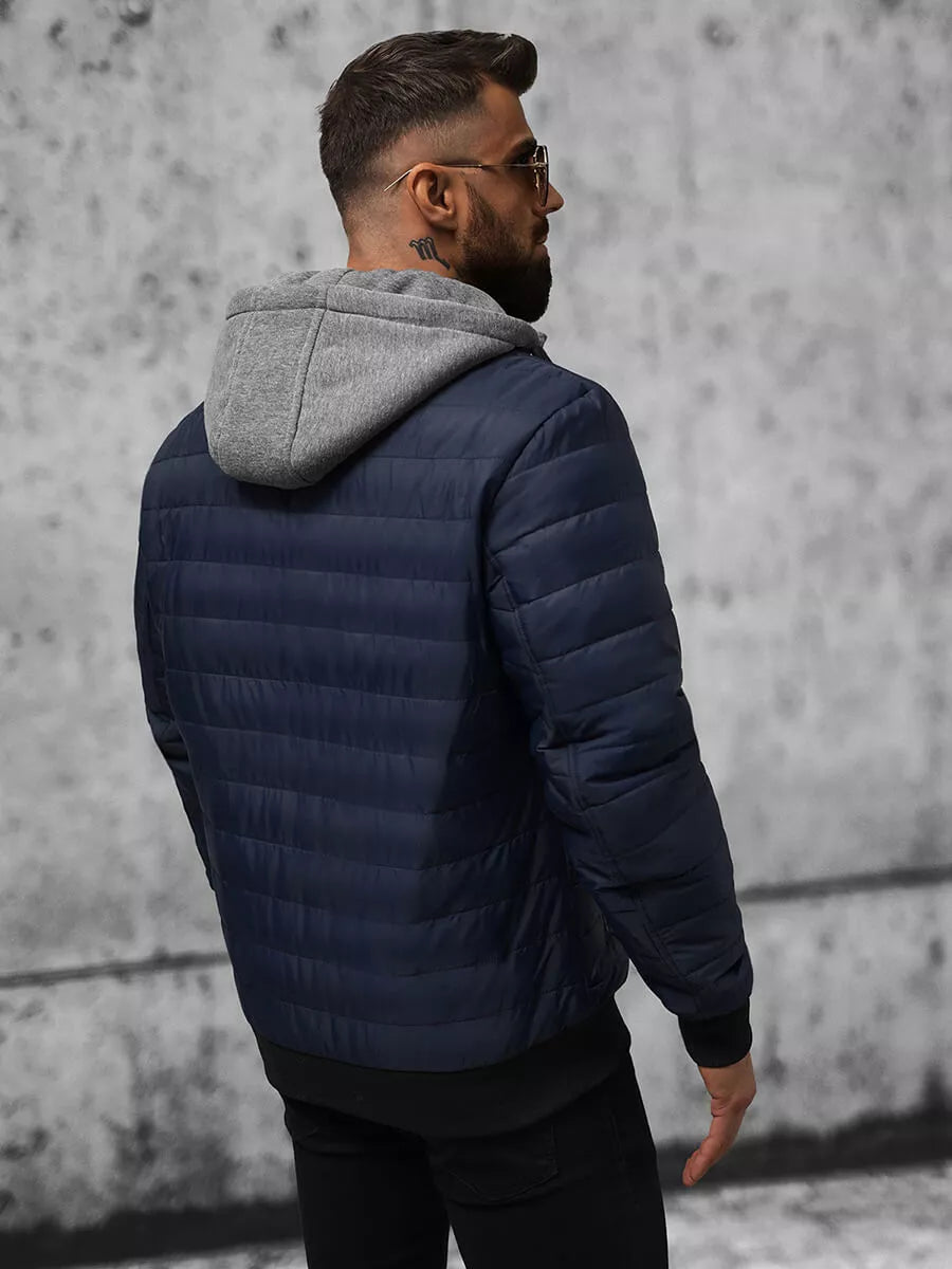 Dark blue men's jacket with hood Kidol