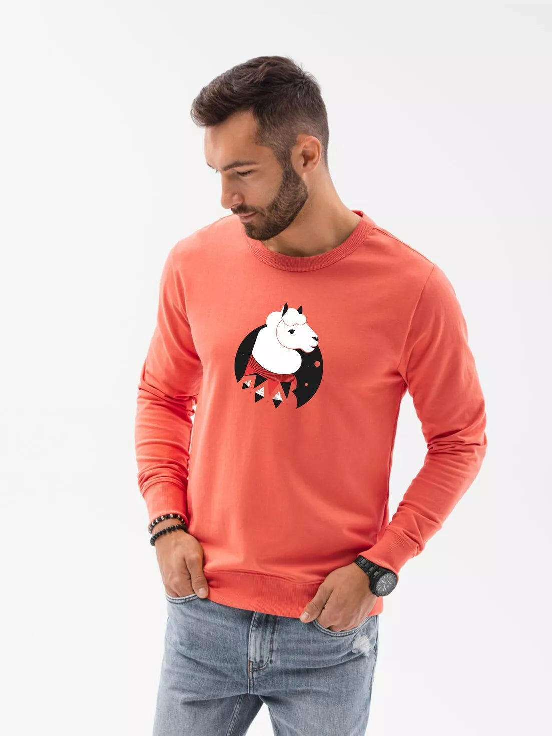 Coral-colored sweater Lama 
