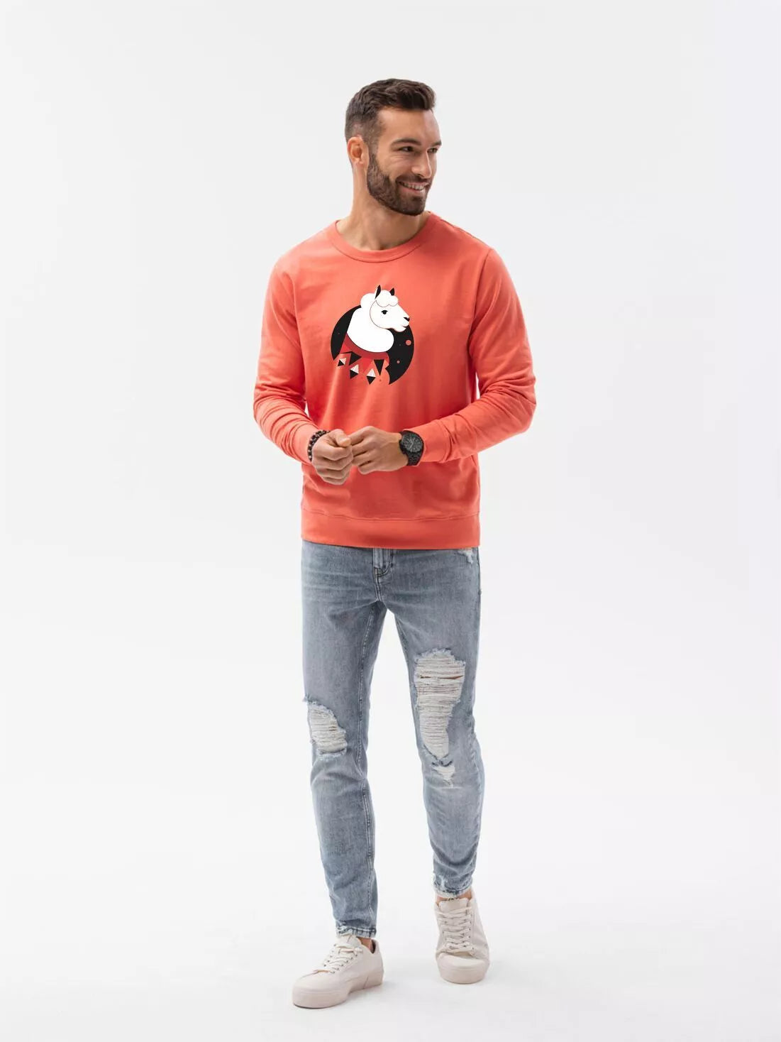 Coral-colored sweater Lama 