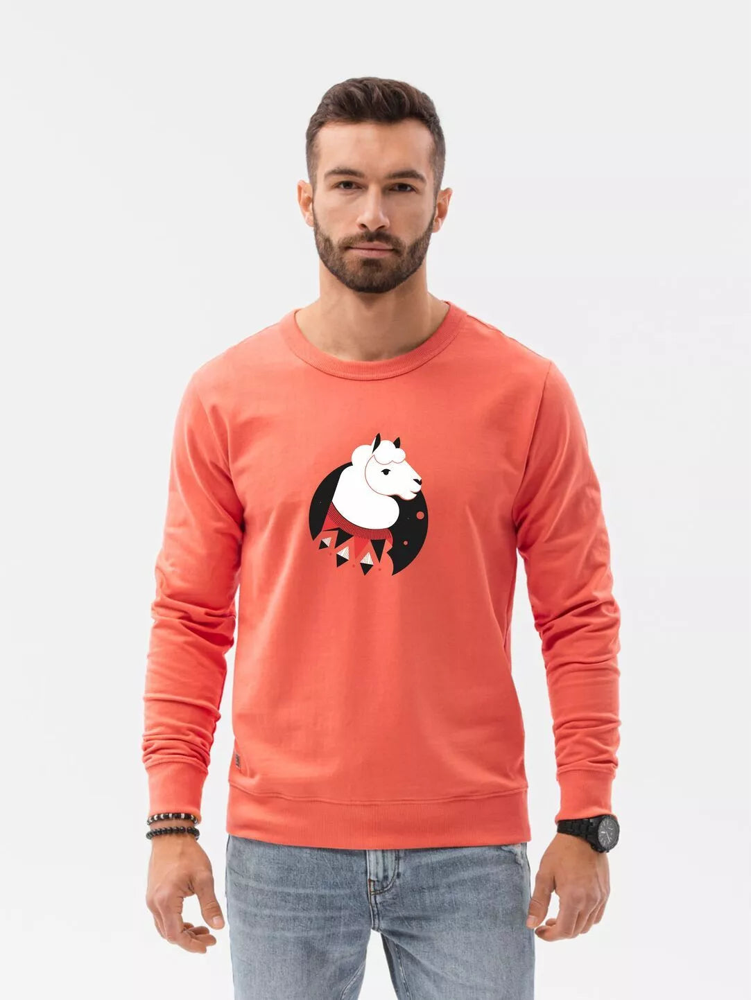 Coral-colored sweater Lama 