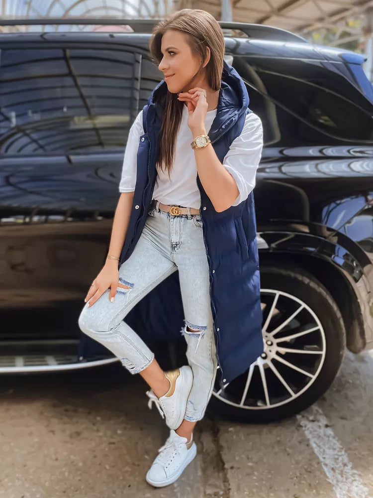 Navy blue women's hooded vest Luves