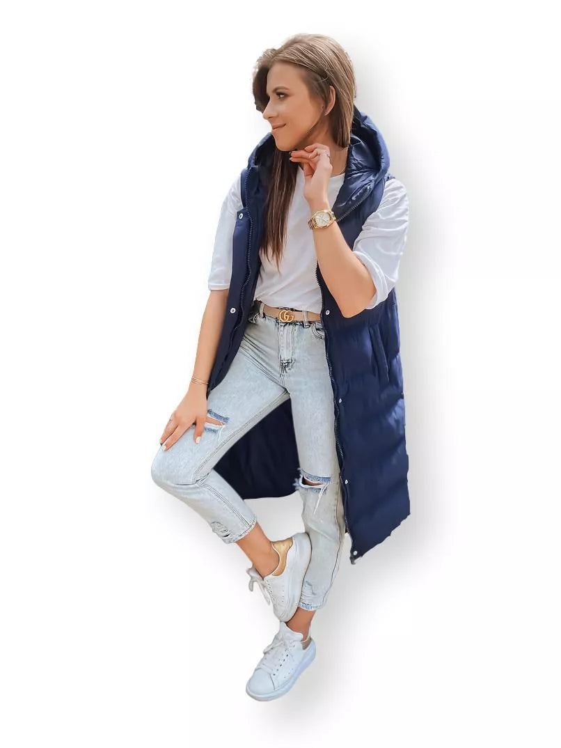 Navy blue women's hooded vest Luves