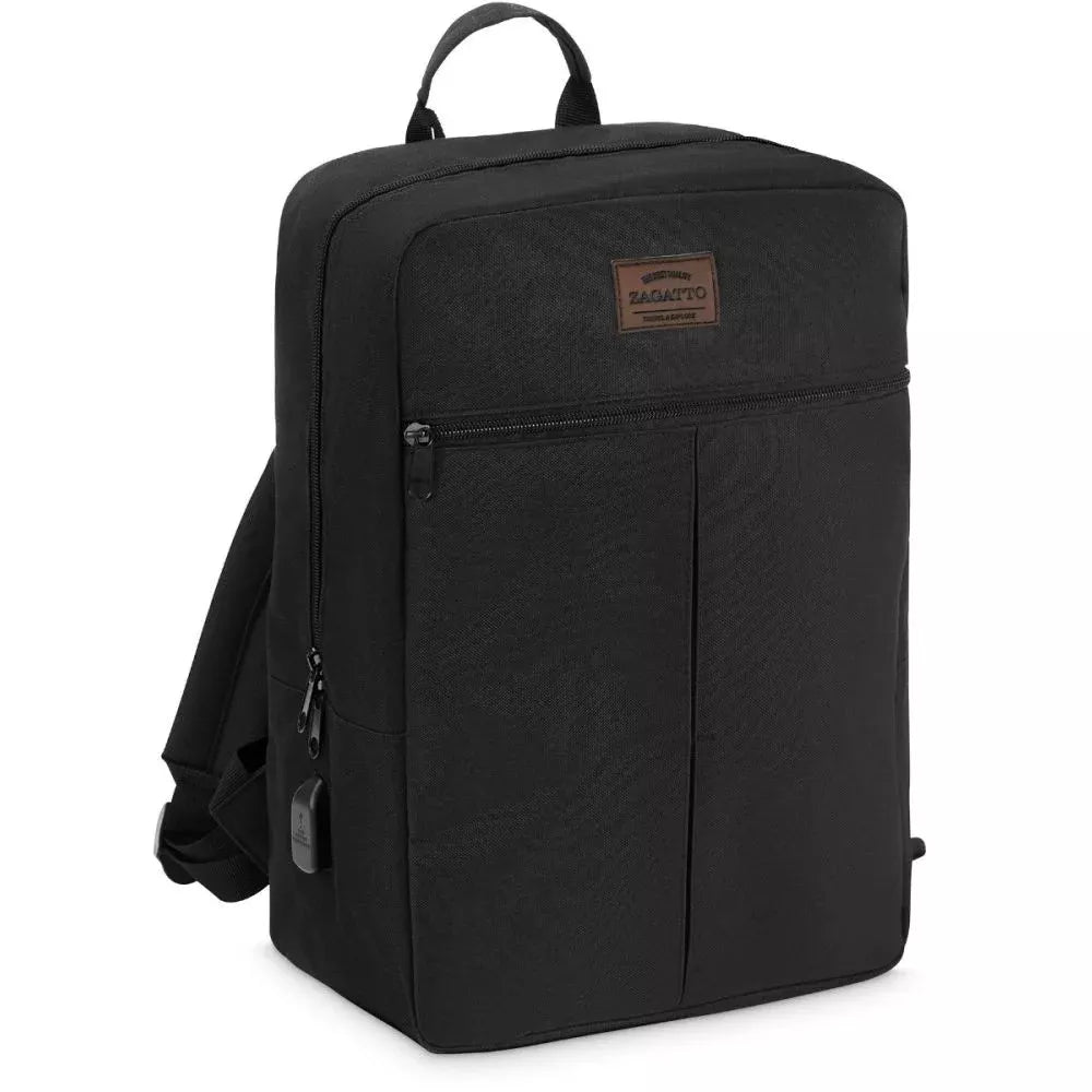 Mora black travel backpack for airplanes