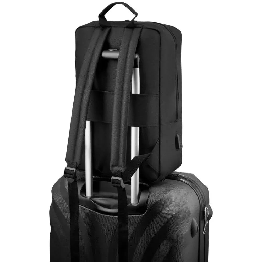 Mora black travel backpack for airplanes