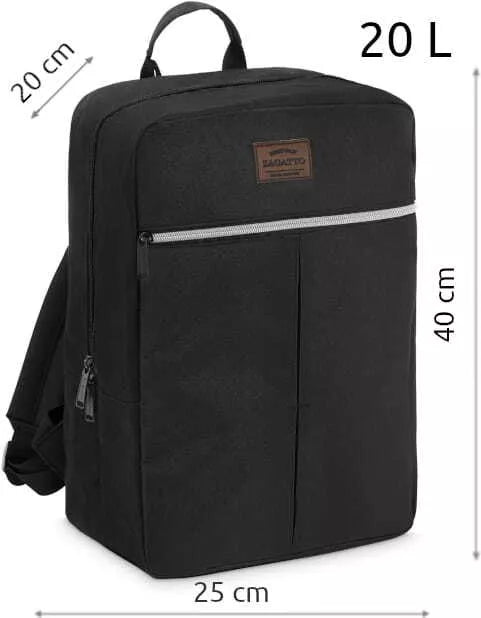 Black travel airplane backpack Nanor