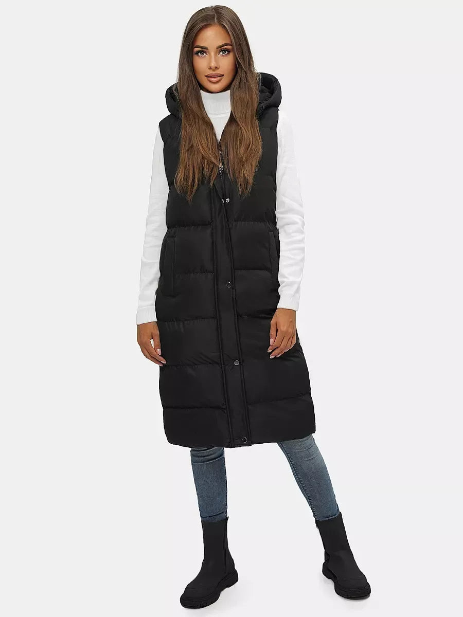 Black women's vest with hood Vivol