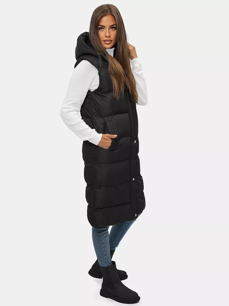 Black women's vest with hood Vivol
