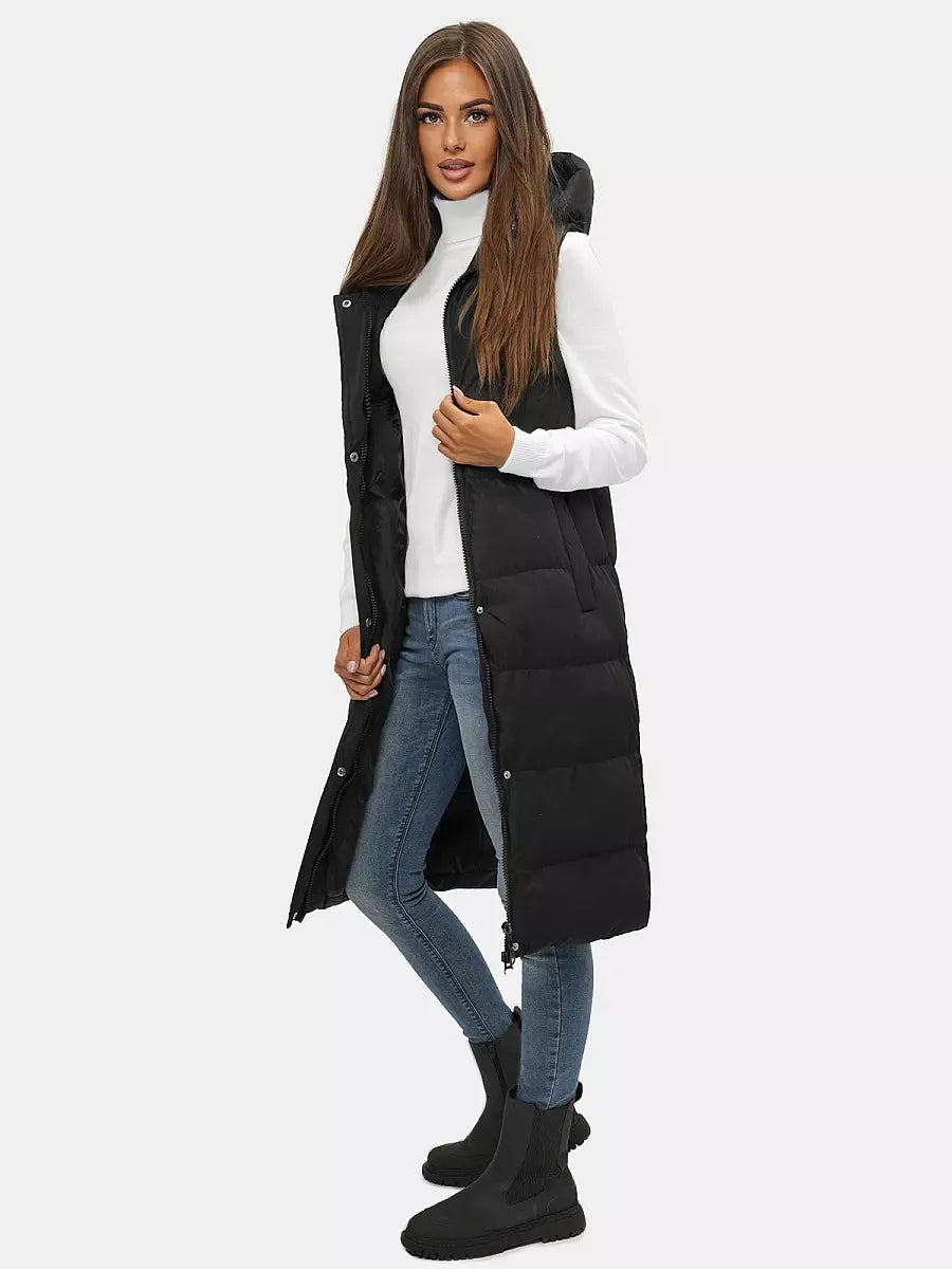 Black women's vest with hood Vivol