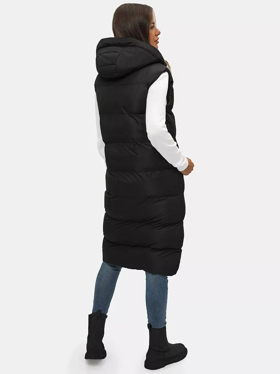 Black women's vest with hood Vivol