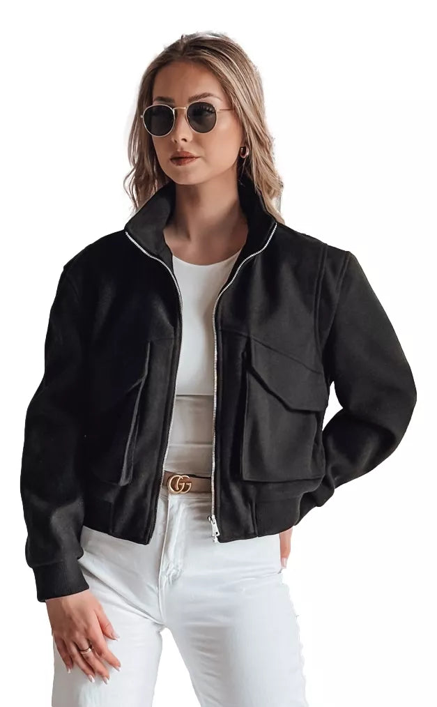 Black women's oversized bomber jacket Milina