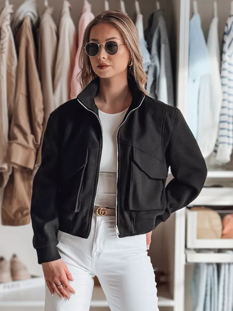 Black women's oversized bomber jacket Milina